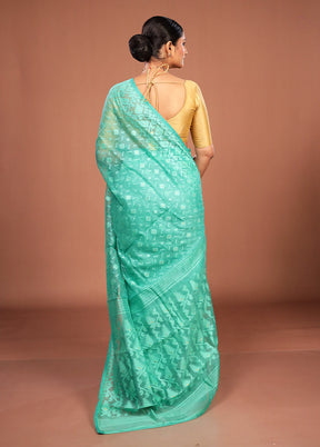 Green Jamdani Cotton Saree Without Blouse Piece