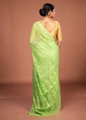 Green Jamdani Cotton Saree Without Blouse Piece
