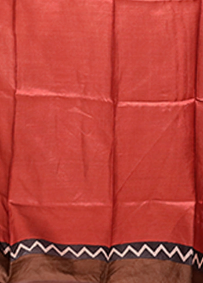 Cream Handloom Tussar Pure Silk Saree With Blouse Piece