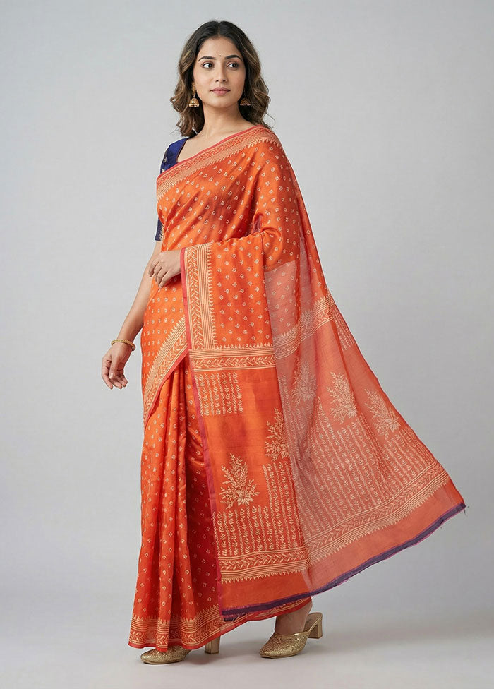 Pink Printed Silk Saree Without Blouse Piece