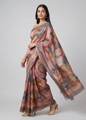 Green Handloom Tussar Pure Silk Saree With Blouse Piece