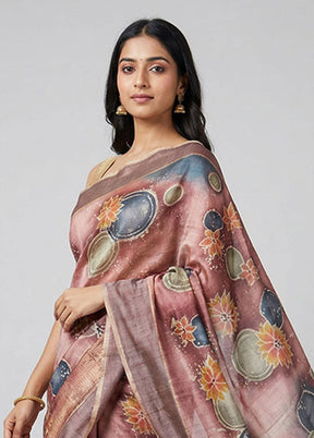 Green Handloom Tussar Pure Silk Saree With Blouse Piece