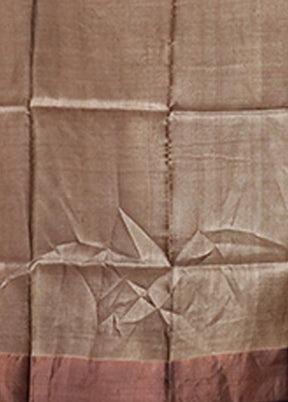 Green Handloom Tussar Pure Silk Saree With Blouse Piece