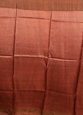 Cream Handloom Tussar Pure Silk Saree With Blouse Piece