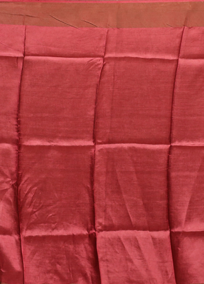Pink Handloom Tussar Pure Silk Saree With Blouse Piece