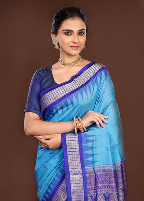 Cream Handloom Bomkai Pure Silk Saree With Blouse Piece
