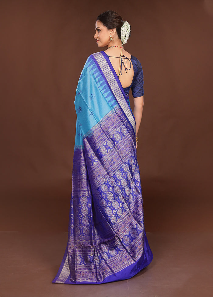 Cream Handloom Bomkai Pure Silk Saree With Blouse Piece