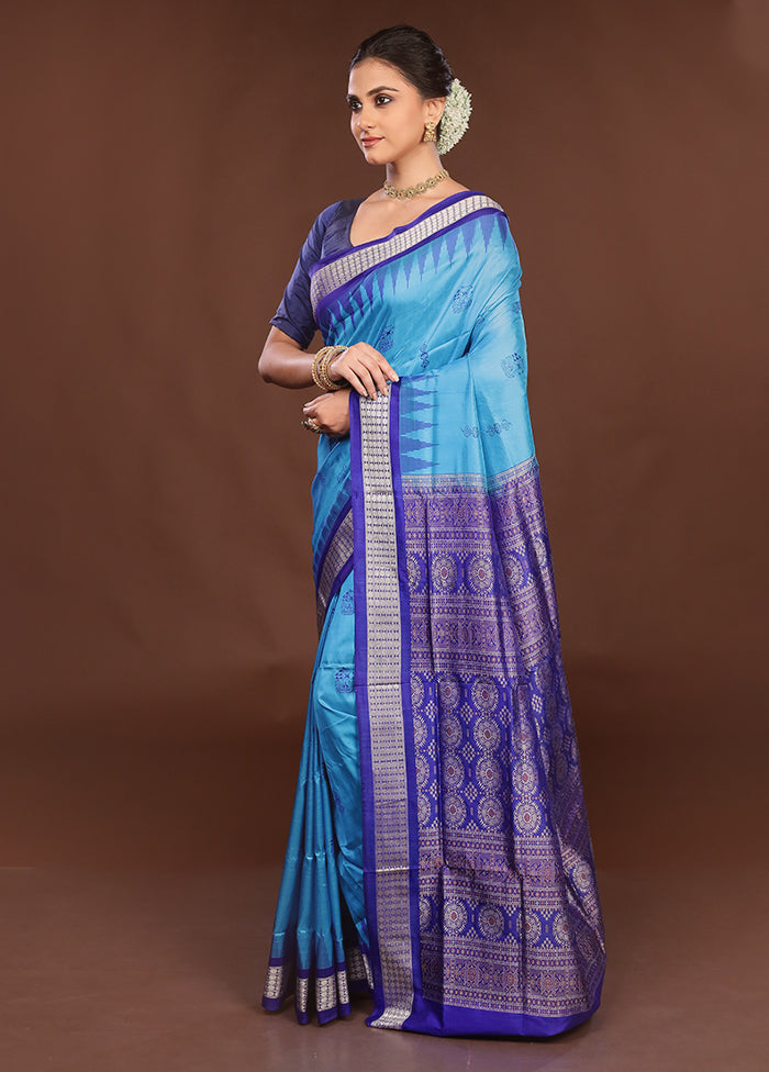 Cream Handloom Bomkai Pure Silk Saree With Blouse Piece