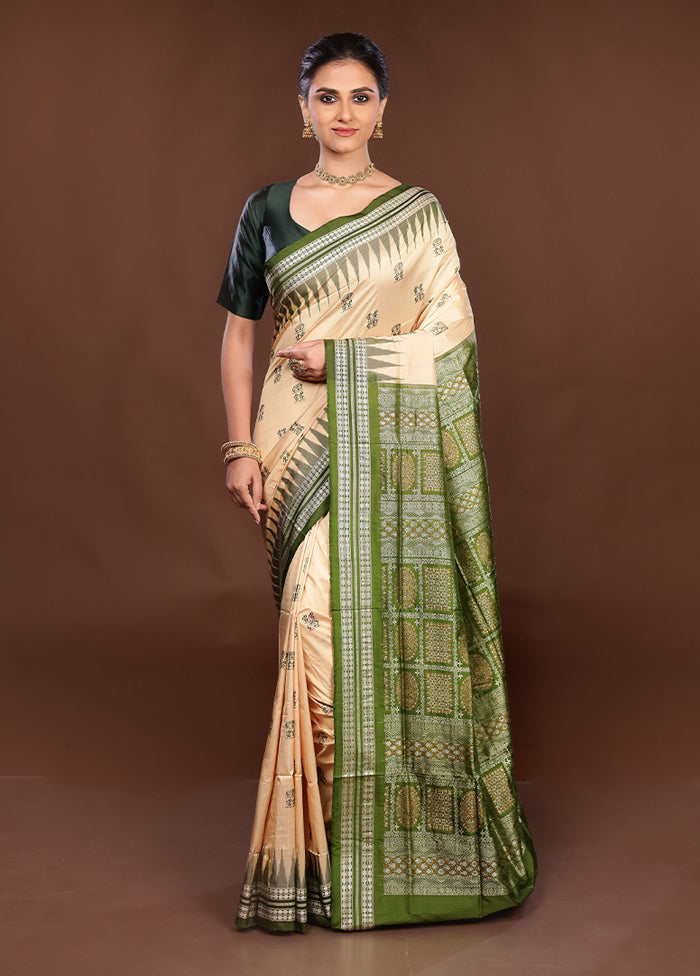 Rust Handloom Bomkai Pure Silk Saree With Blouse Piece