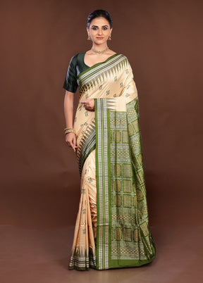 Rust Handloom Bomkai Pure Silk Saree With Blouse Piece