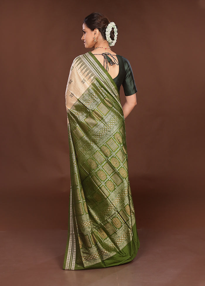 Rust Handloom Bomkai Pure Silk Saree With Blouse Piece