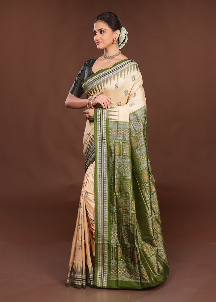 Rust Handloom Bomkai Pure Silk Saree With Blouse Piece