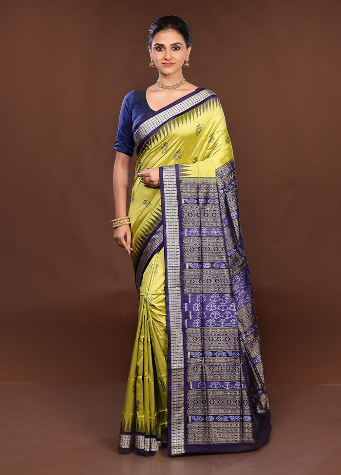 Green Handloom Bomkai Pure Silk Saree With Blouse Piece