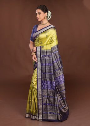 Green Handloom Bomkai Pure Silk Saree With Blouse Piece