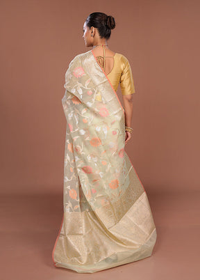 Green Organza Saree With Blouse Piece