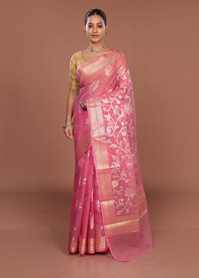 Pink Organza Saree With Blouse Piece