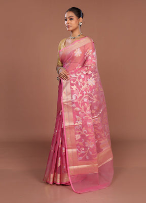 Pink Organza Saree With Blouse Piece
