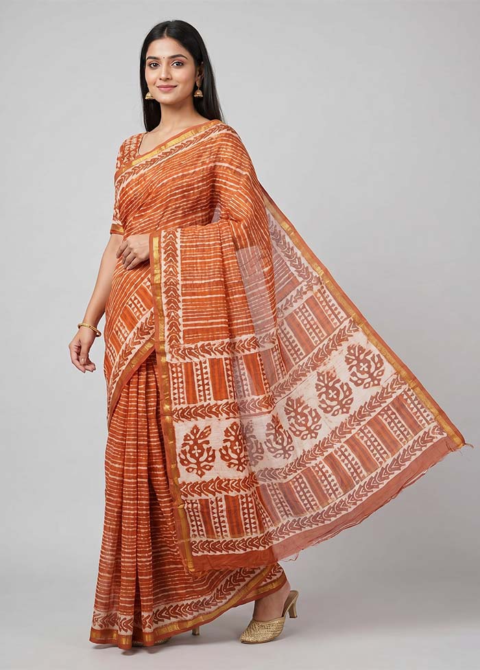 Red Chanderi Silk Saree With Blouse Piece