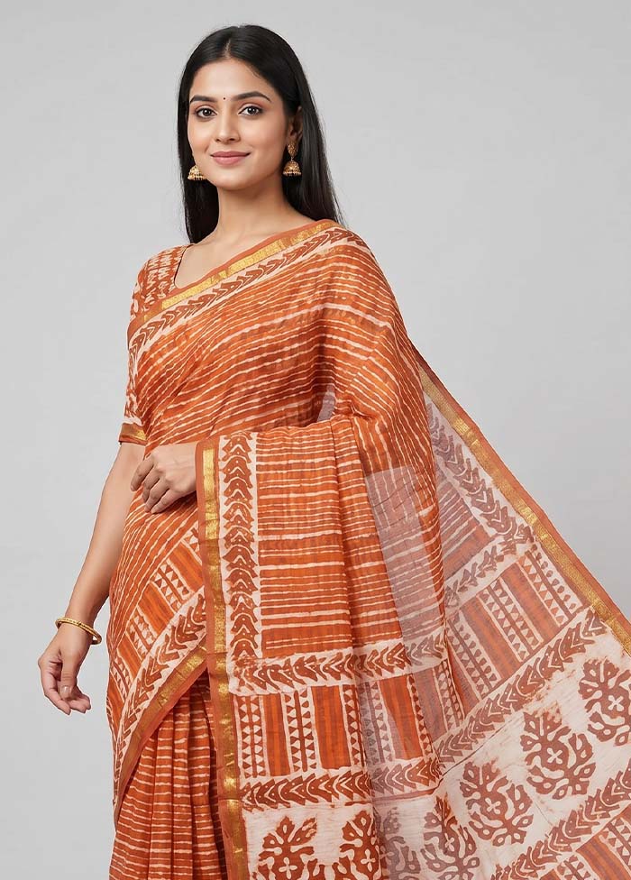 Red Chanderi Silk Saree With Blouse Piece