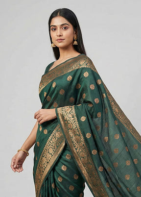 Green Katan Silk Saree With Blouse Piece