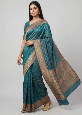 Green Katan Silk Saree With Blouse Piece