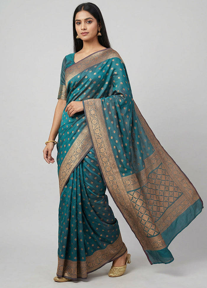 Green Katan Silk Saree With Blouse Piece
