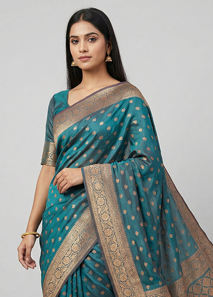Green Katan Silk Saree With Blouse Piece