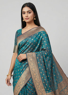 Green Katan Silk Saree With Blouse Piece