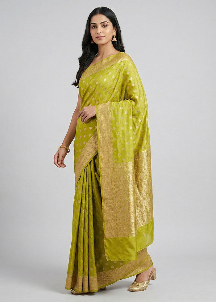 Green Katan Silk Saree With Blouse Piece