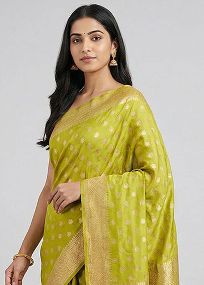 Green Katan Silk Saree With Blouse Piece