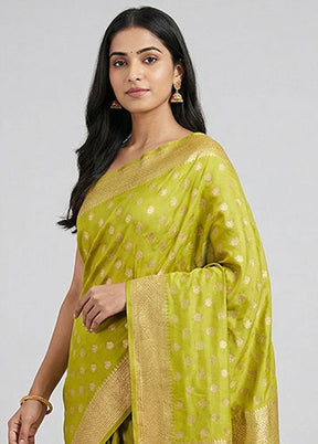 Green Katan Silk Saree With Blouse Piece