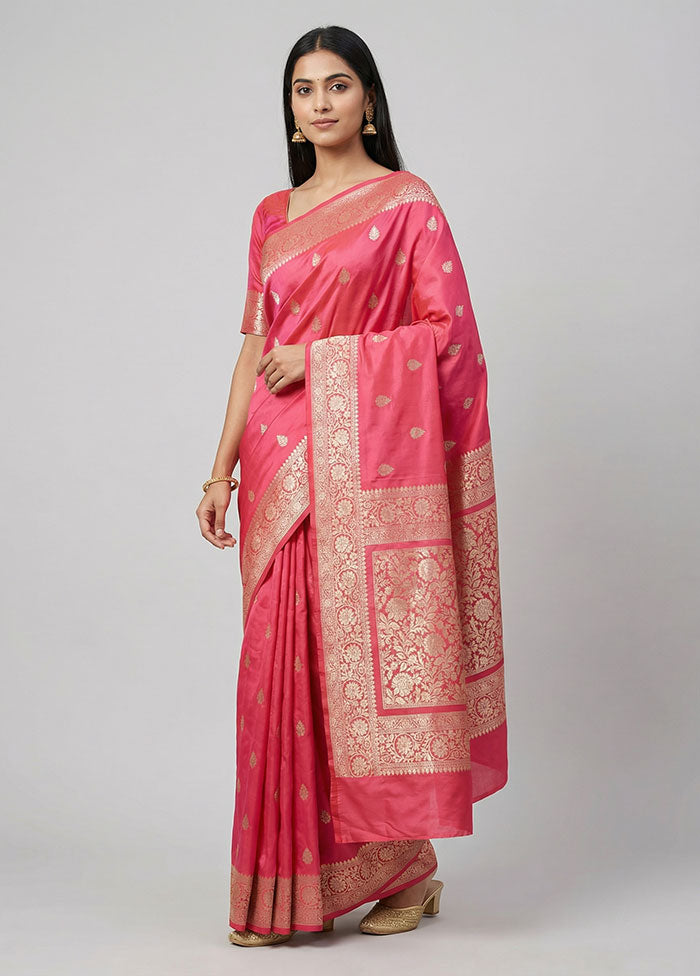 Pink Katan Silk Saree With Blouse Piece