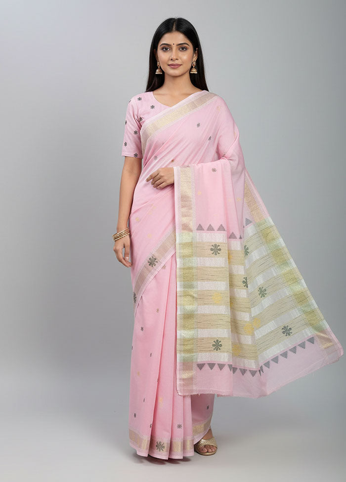 Pink Matka Silk Saree With Blouse Piece