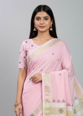 Pink Matka Silk Saree With Blouse Piece