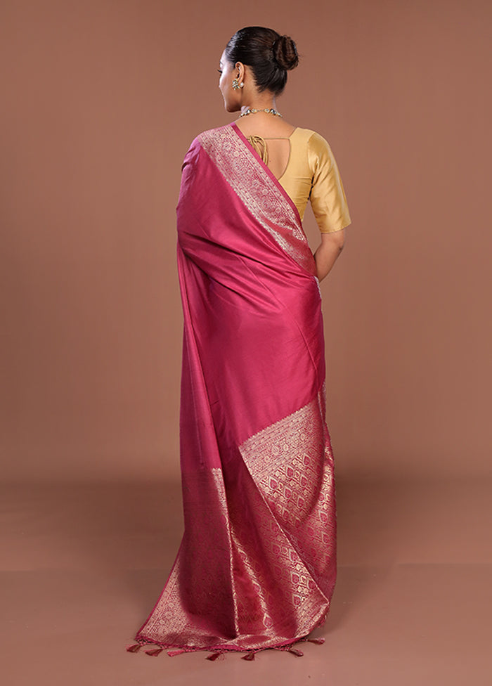 Purple Dupion Silk Saree With Blouse Piece