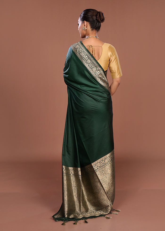 Green Dupion Silk Saree With Blouse Piece