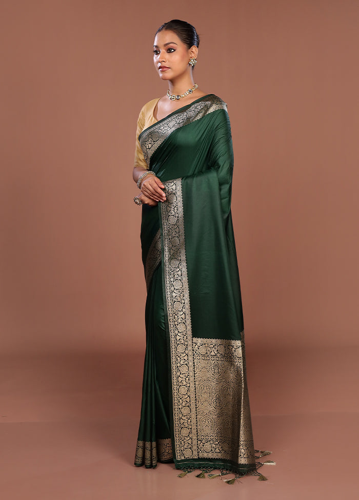 Green Dupion Silk Saree With Blouse Piece
