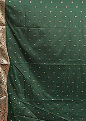 Green Dupion Silk Saree With Blouse Piece