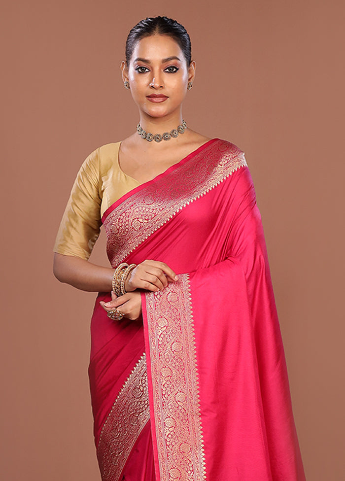 Pink Dupion Silk Saree With Blouse Piece