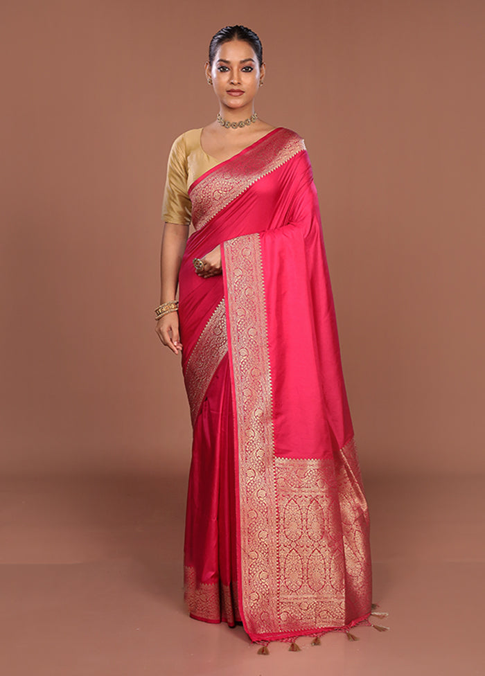 Pink Dupion Silk Saree With Blouse Piece