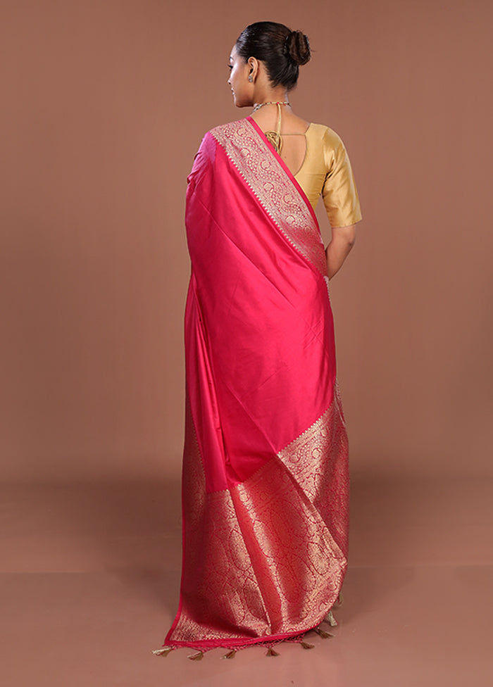 Pink Dupion Silk Saree With Blouse Piece