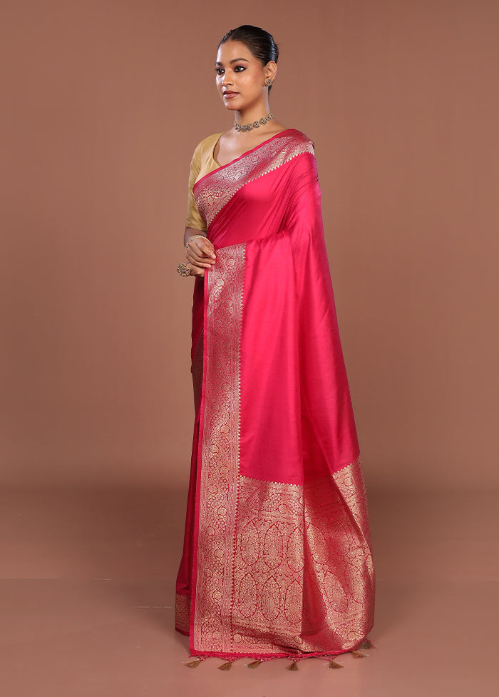 Pink Dupion Silk Saree With Blouse Piece