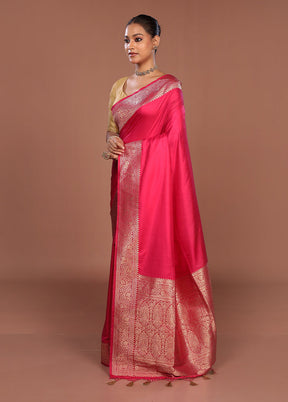 Pink Dupion Silk Saree With Blouse Piece