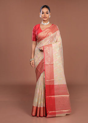 Cream Cotton Saree With Blouse Piece