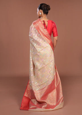 Cream Cotton Saree With Blouse Piece