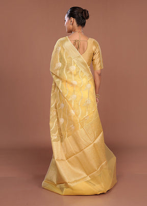 Yellow Cotton Saree With Blouse Piece
