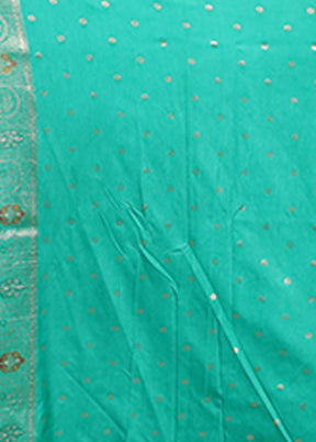 Green Dupion Silk Saree With Blouse Piece