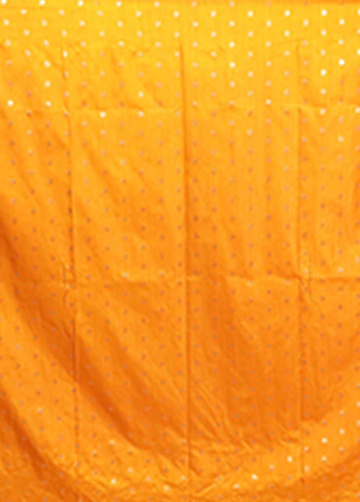 Yellow Dupion Silk Saree With Blouse Piece