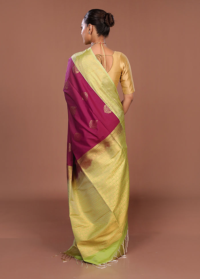 Purple Kanjivaram Silk Saree With Blouse Piece