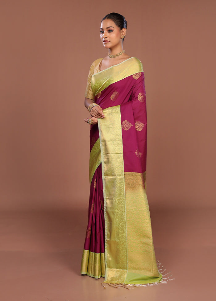 Purple Kanjivaram Silk Saree With Blouse Piece